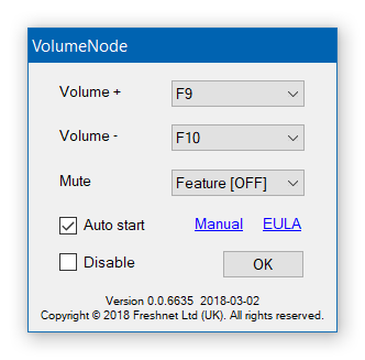 VolumeNode Settings Panel